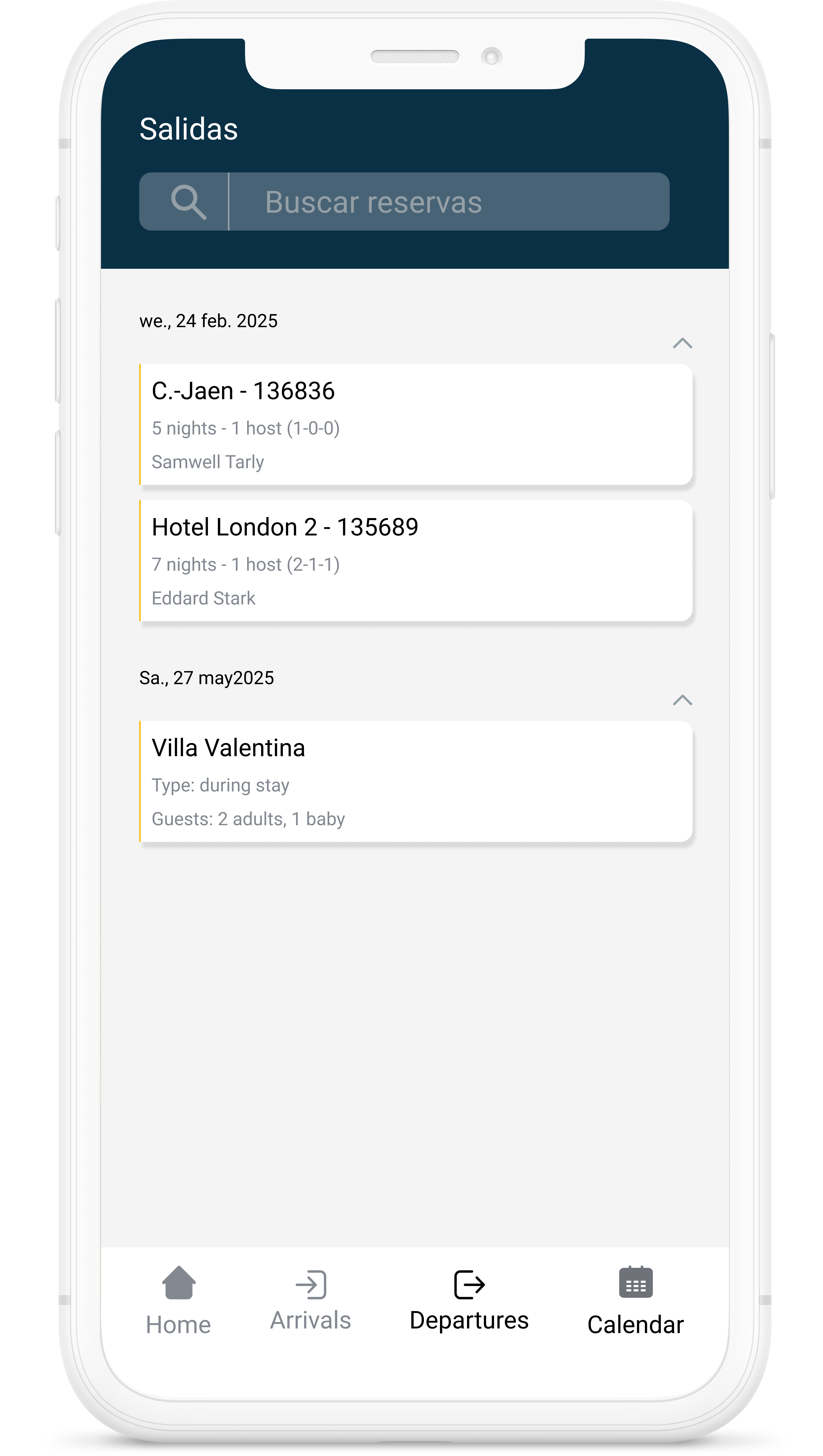 Dispositivo móvel mostrando um exemplo de check-in dentro do aplicativo