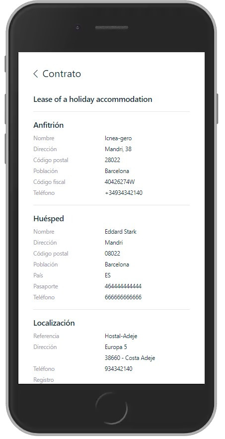 Dispositif mobile montrant la signature du contrat