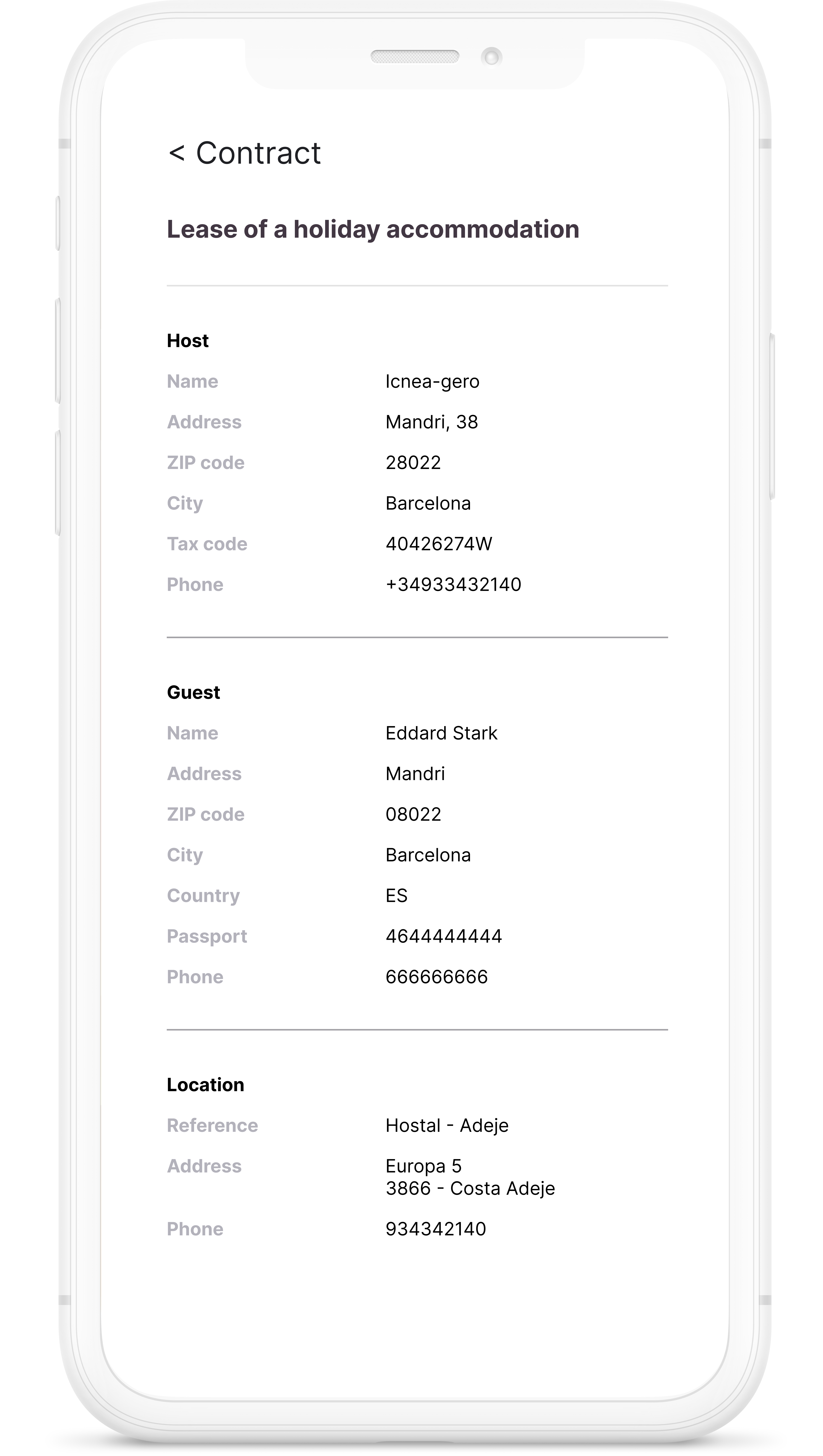 Dispositif mobile montrant la signature du contrat