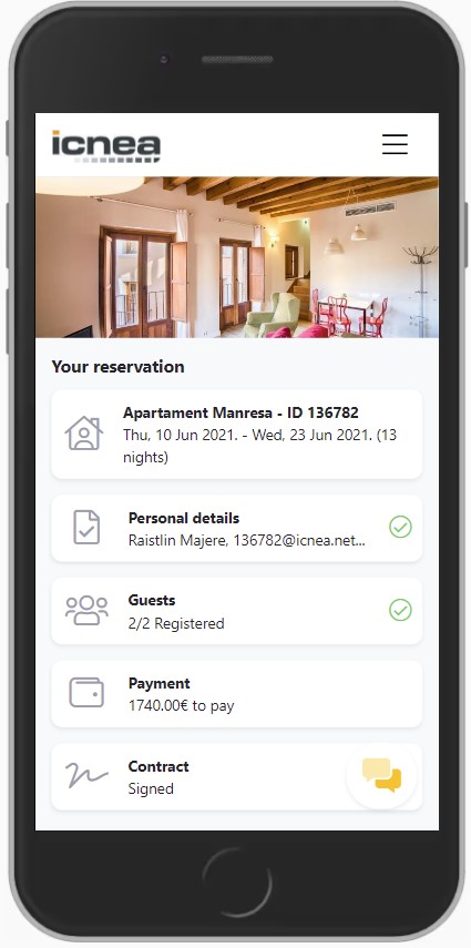 Icnea App dans la section des invités
